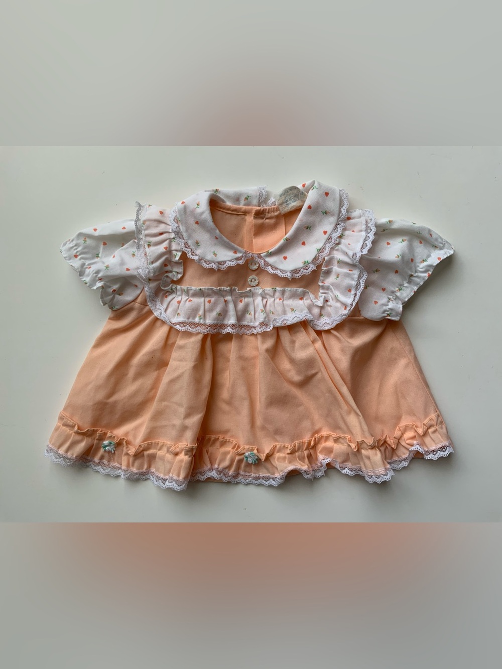 Vintage 80s Peach Ruffle Baby Dress